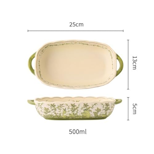 Platos para hornear lasaña individual molde rectangular de cerámica floral 10" 3