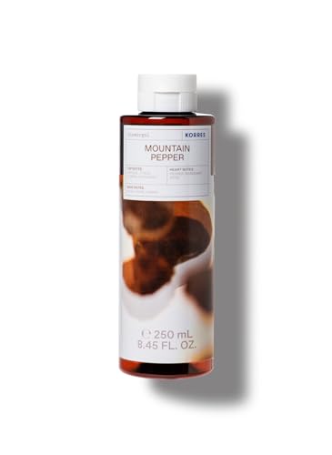 KORRES Cleanse + Hydrate Shower Gel, Mountain Pepper Bergamot & Coriander Fragrance, Foaming Body Wash with Aloe Vera & Wheat Proteins, Maintains Skin’s Natural Moisture for a Supple Feel, 8.45 Fl Oz