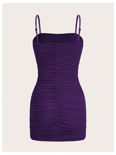 SOLY HUX Women's Sexy Ruched Spaghetti Strap Mini Dress Sleeveless Bodycon Party Cocktail Dresses2