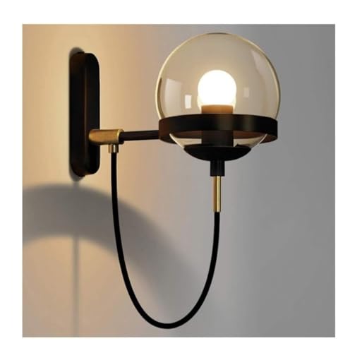 CHFYIJYHM Aplique de pared vintage, lámpara de pared de hierro, lámpara de pared con pantalla de bola de cristal nórdico, aplique de pared moderno for sala de estar, dormitorio, mesita de noche, acces