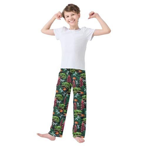 Chameleon Dragonfly Boys Long Pants Soft Trousers Elastic Waist Kids Lounge Bottoms with Pockets S-XL2