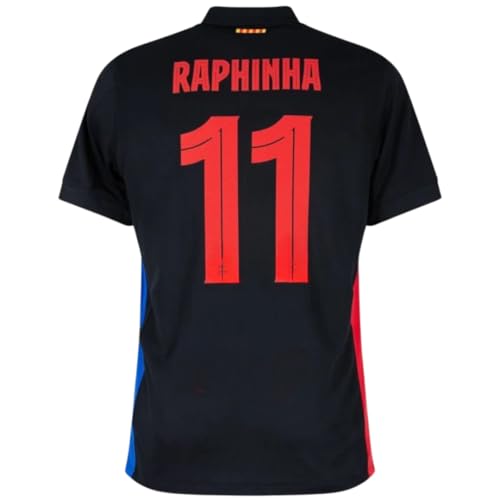 Raphinha #11 Away Black Soccer Jersey for Men Fan Version (US, Alpha, Large, Regular, Regular, Black)