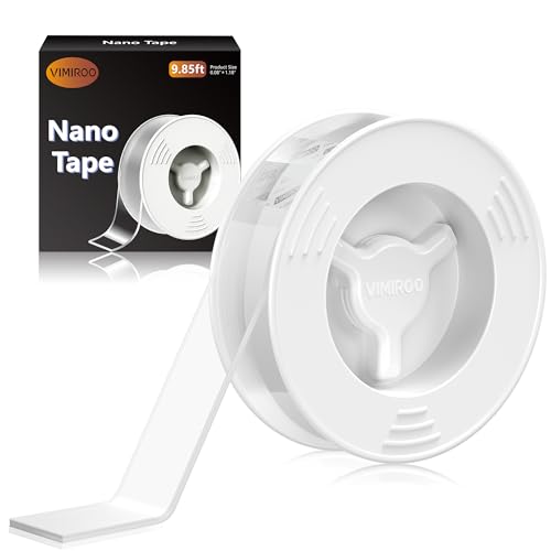 Double Sided Tape Heavy Duty Removable 9.85FT, Extra Large Nano Transparent Adhesive Tape, Clear Mounting Tape, Adhesive Strips for Picture Hanging, Wall, Poster, Carpet