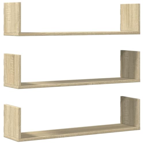 vidaXL Étagères murales 3pcs chêne Sonoma 80x18x18cm Bois d'ingénierie