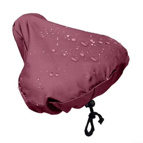 Funda protectora para asiento de bicicleta con revestimiento reflectante de poliuretano plateado, impermeable, para lluvia, polvo, cordón ajustable para varios sillines de bicicleta (morado oscuro)