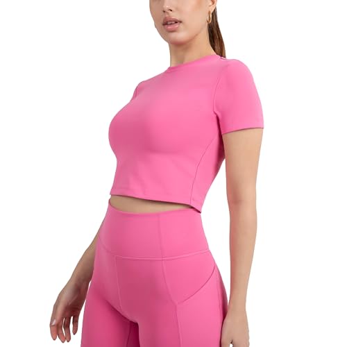 YITTY Active Women's Ultraluxe Essential Crop Tee, Athleisure, 4-Way-Stretch