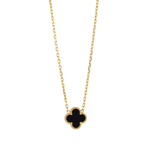 FUMANTANG 18K Gold Plated necklace Black Clover necklace for Women Fashion Jewelry necklace Jewelry Gifts for Women Black necklace