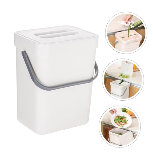 Papelera de pared con tapa y gancho colgante blanca miniatura 7