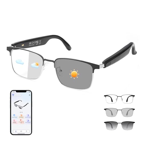 Smart Glasses with AI Translator, Real-Time Translation Glasses Polarized, Photochromic Lenses with Simultaneous Interpretation, Language Translator for Men Women Supports 165+ Languages(Sil