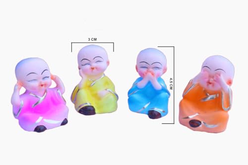 Image of Monks Statues for Living Room Monks Smiling Buddha Polyresin Statues Showpiece Gifts for Diwali Parties Ideal for Wall Shelf Car Dashboard Decoration (Buddha)
