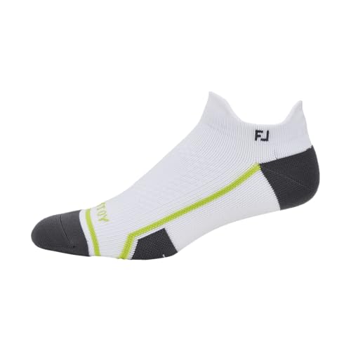 FootJoy Men's TechD.R.Y. Roll Tab 2-Pack Socks, White, Fits Shoe