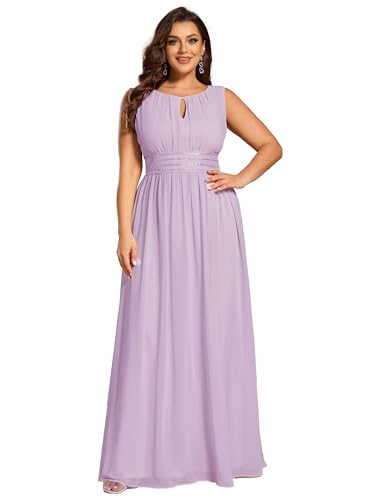 Image of Ever-Pretty Plus Women's Round Neck Sleeveless Empire Waist Maxi Plus Size Formal Gowns Bridesmaid Dresses