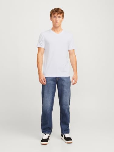 JACK & JONES Herren T-Shirt 3er-Pack – Einfarbig – V-Ausschnitt, Regular Fit – Baumwollmix, bequem & pflegeleicht – Größe: XXL – Farbe: Weiß – Ansicht 3