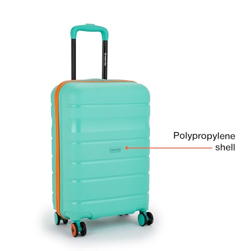 Image of Nasher Miles Jupiter Hard-Sided Polypropylene Cabin Luggage 20 inch | 55cm | 8 Wheels Small Trolley Bag for Travel | Suitcase (Teal)