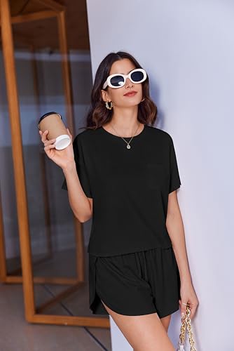 Image of Ekouaer Womens Pajama Sets Sexy Lounge Sets Side Split Short Pj Sets Cute Pjs 2 Piece Comfy Sleepwear Loungewear