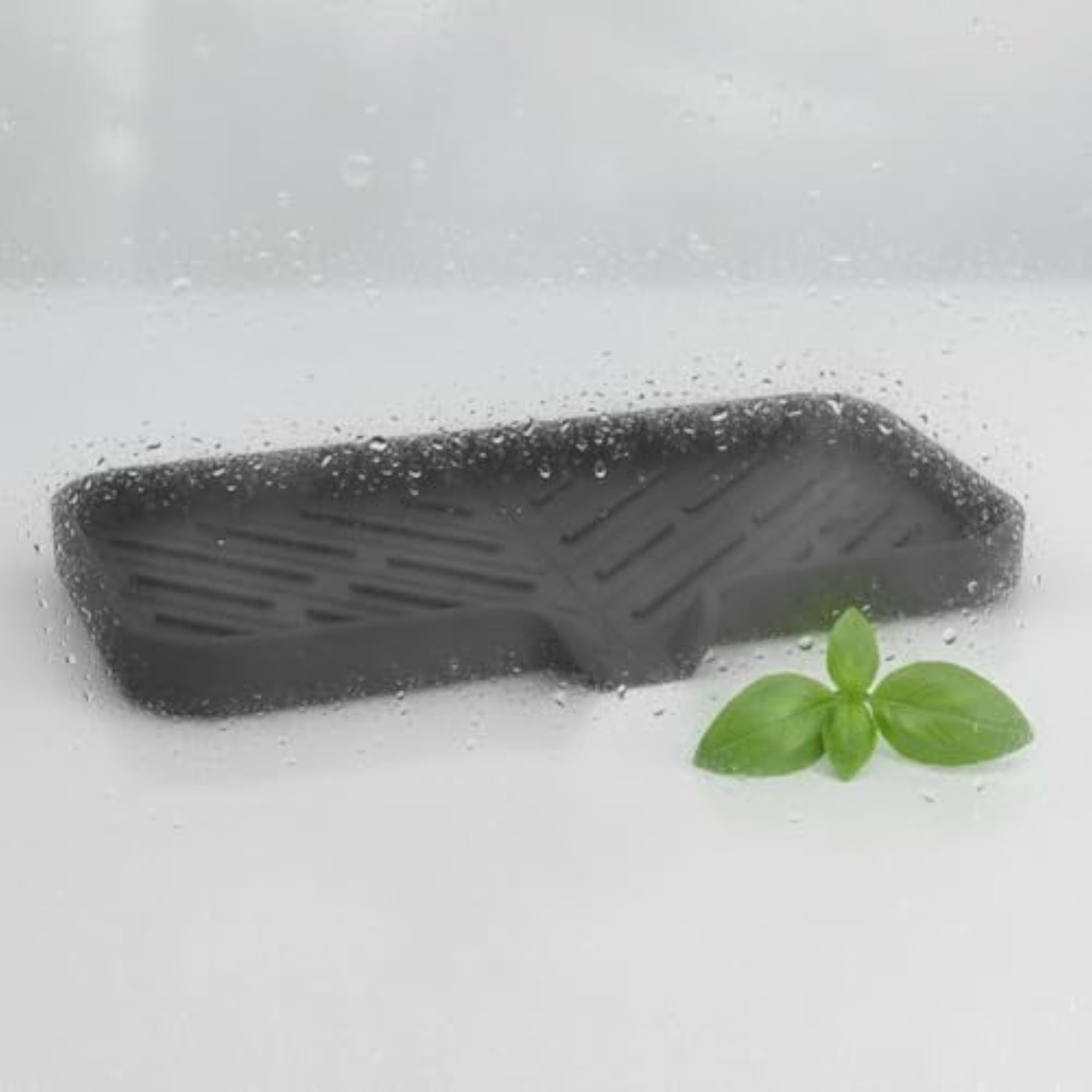Drainage Notch Silicone Draining Mat for Kitchen Countertop, Gray