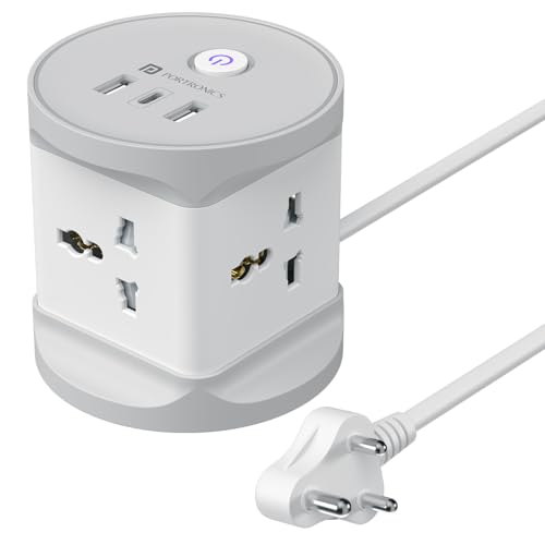 Portronics Power Plate 9 Pro, 2500W 7-in-1 Desktop Charging Station with 4X Universal Sockets, 12W USB-A & Type-C Ports, Space-Saving Power Extender,...