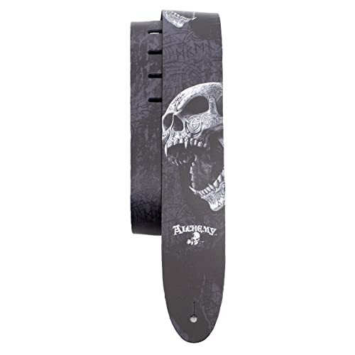 Perri's Leathers Ltd.- Guitar Strap- Direct To Leather- Official Licensing Alchemy- Beserker Skull- Adjustable
