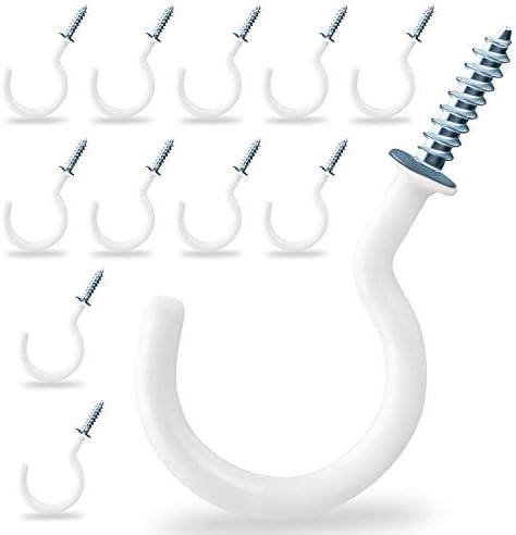 Ceiling Hooks for Hanging Plants, Ceiling Hooks Heavy Duty (Pack of 12) 2.9 inches UNEEDE Large Screw Hooks for Cups, Mugs, Plants, Lights, Cabinets & Shelfs
