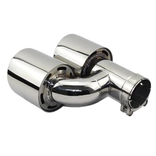 Tubo de escape de acero inoxidable tipo H con doble salida y borde recto brillante 4
