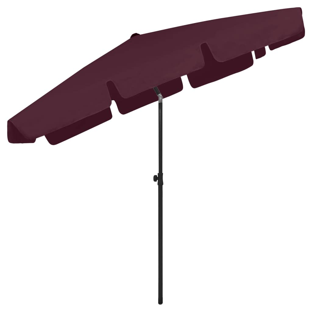 Ombrellone da Spiaggia Rosso Bordò 200x125 cm con Protezione UV e Anti-Sbiadimento, Inclinabile e Regolabile in Altezza, Realizzato in Poliestere Resistente agli Agenti