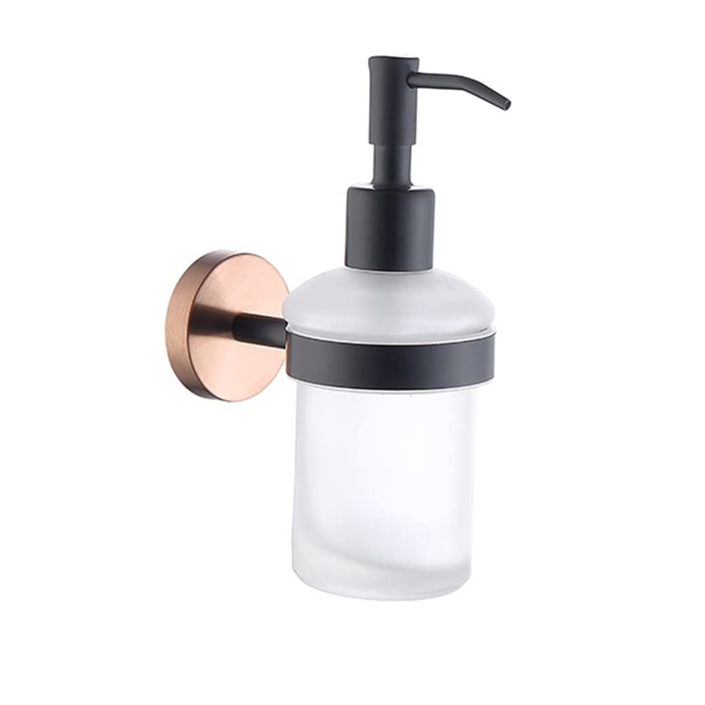 LMYSXAOZ Bathroom Accessory Set Rose Gold Black Accessories Hardware Set, Towel Bar Rail Rack, Toilet Paper Holder, Robe Hook, Soap Dish, Brush(Soap Dispenser)