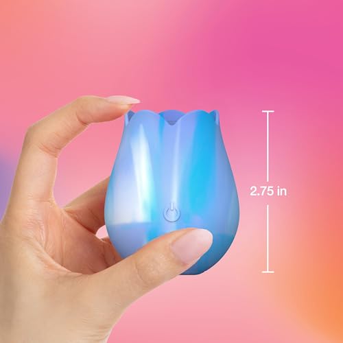 Image of plusOne Clitoral Stimulating Rose Vibrator - Groovy Tie-Dye Edition | 10 Pulsing Settings, Body-Safe Silicone, IPX7 Waterproof, USB Rechargeable Sexual Wellness Toy for Women