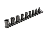 TEKTON 3/8 Inch Drive Shallow 6-Point Impact Socket Set with Rail, 9-Piece (5/16-3/4 in.) | SID91100