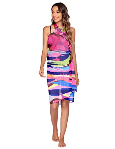 Image of Ekouaer Women Sarong Swimsuit Coverups Chiffon Long Bikini Wraps Sheer Beach Bathing Suit Cover Up