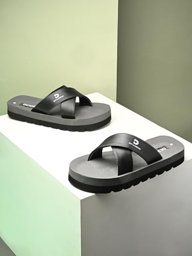 Image of DOCTOR Men Cross Strap Slippers | Soft Feel Comfort Casual Slides for Men | Lightweight Everyday Wear Open Toe Sandals