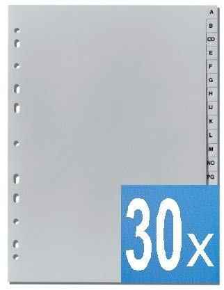 5-Star Buchstabenregister "A-Z" DIN A4, volle Höhe, grau (30)