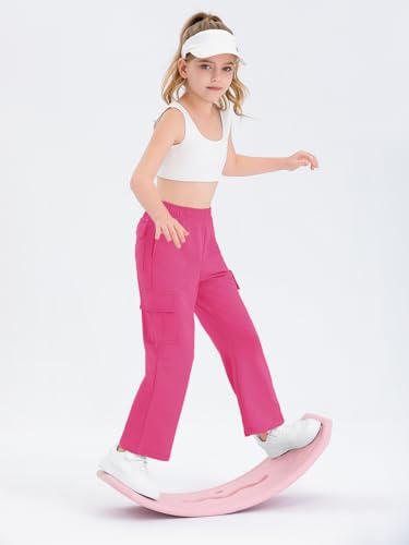 Image of Girls Kids Cargo Sweatpants Wide Straight Leg Jogger Pants 5-14 Years