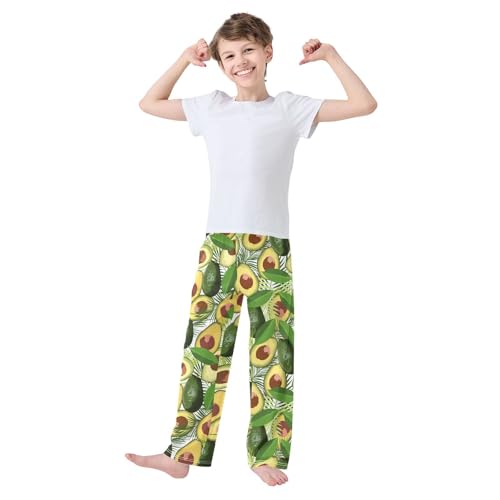 ZZXXB Avocado Leaves Boys Long Pants Soft Trousers Elastic Waist Kids Lounge Bottoms with Pockets S-XL2