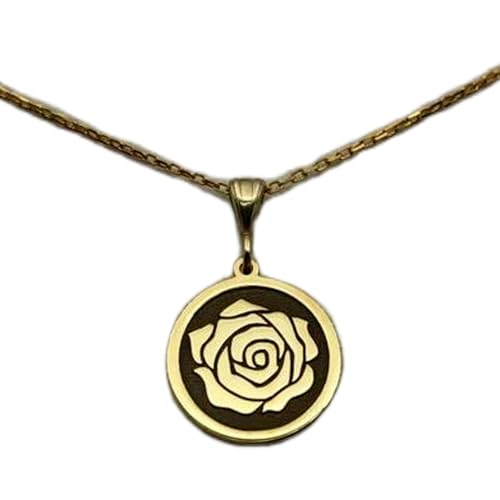 Colgante minimalista con grabado floral de rosa LKBEADS y cadena de plata de ley de 18 pulgadas