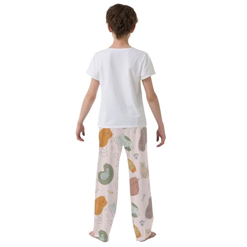 Boys' Pants Funny Cats Fish Long Bottoms Jogger Pants Elastic Waist Trousers with Pockets S-XL3