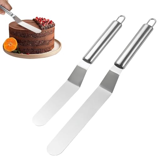 Heanvmyss 2PCS Stainless Steel Icing Spatula,Glasurspatel,Winkelpalette Torte,Edelstahl Zuckergussspatel,Tortenspachtel für Dekorieren von Kuchen,Gebäck,Backen Heanvmyss 2PCS Stainless Steel Icing Spatula,Glasurspatel,Winkelpalette Torte,Edelstahl Zuckergussspatel,Tortenspachtel für Dekorieren von Kuchen,Gebäck,Backen