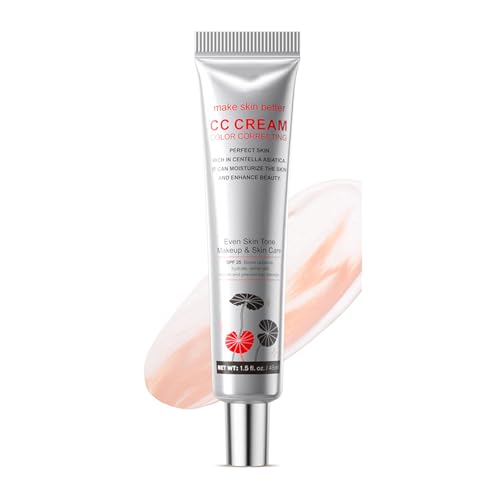 Crema CC cambiadora de color en 2 tonos, hidratante tintada de larga duración con SPF25, corrector de cobertura total que minimiza los poros, para piel madura y todo tipo de pieles. (Claro)