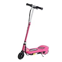 HOMCOM 5.5 Inch Kids Electric Scooter for Kids with Hand Brake, 120W Foldable and Adjustable Scooter, Up to 12km/h, 10km Range, for Ages 7-14, Pink