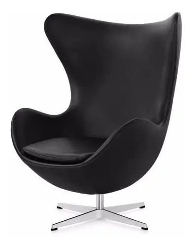 Poltrona Egg Arne Jacobsen Preta Base Aluminio Relax Com Trava - 100% Nacional