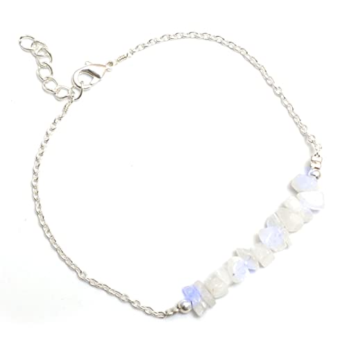 Gempires Natural Moonstone Chips Bar Bracelet, Energy Healing Crystals, Birthday, Gift For Her, Gemstone Jewelry 8 Inch Aa+ Quality (Moonstone) #TOP2