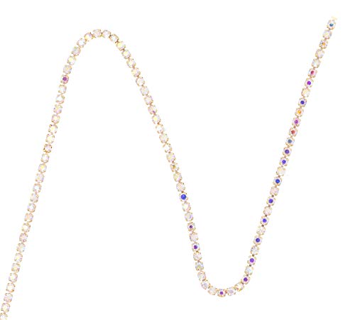 Image of Mandala Crafts 1-Row Gold Colored Rhinestones Cup Chains for Jewelry | 2mm Per Row, 2mm Strand Wide, 10 YDs Roll, Bling Crystal Diamond Wrap, for Sewing, DIY, Wedding Decor