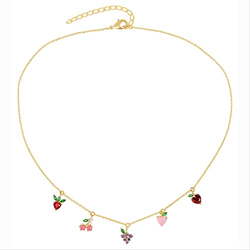 Bijoux fins ras du cou : collier de fruits colorés pour femmes tendance