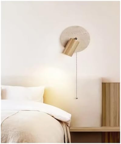 Rotatable Travertine Stone Wall Lamp with Switch - Stylish Bedside Reading Light for Master Bedroom, Perfect for Home Décor and Ambient Lighting