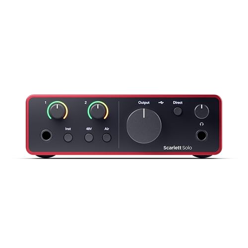 Image of Focusrite Scarlett Solo 4th Gen USB Audio Interface, for the Guitarist, Vocalist, or Producer - High-Fidelity, Studio Quality Recording, and All the Software You Need to Record