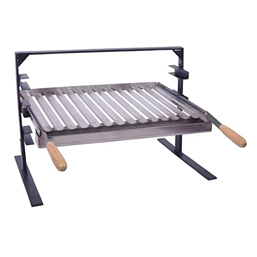 Support barbecue inox 50 cm avec grille de cuisson et récupérateur de graisse PEGANE - 3