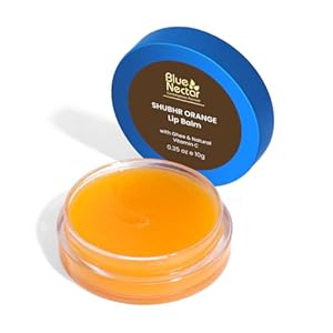 Blue Nectar Shubhr Orange Lip Balm & Gloss with Ghee And Natural Vitamin C for Dry Chapped Lips|100% Ayurvedic|Paraben & Sulphate Free| (0.5 oz, 10 Herbs)
