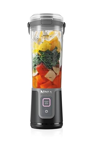 Ninja Blast Liquidificador Portátil Bivolt, Sem Fio, Recipiente de 470ml, Liquidificador Pessoal para Shakes e Smoothies, Livre de BPA, Tampa à Prova de Vazamento, Recarregável via USB-C