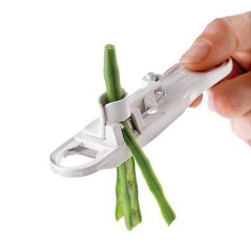 White Runner Bean Slicer String Remover Handheld Kitchen Gadget | Multi-Functional Bean Cutter for Topping Tailing & Slicing | Ideal for Bean & Vegetable String Removal in Home Cooking (Pack of 1)