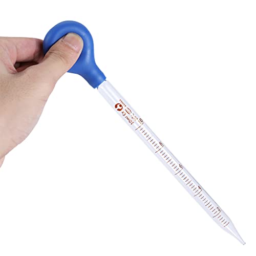 Pacote de 4 Conta-gotas de Vidro 10ml Pipeta de Cabeça de Borracha Graduada Reutilizável Medição Por
