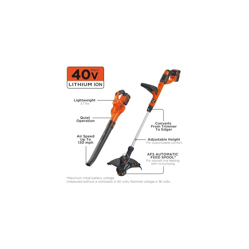 Black+Decker LCC340C 40V Max Cordless Sweeper & String Trimmer Combo Kit  thumb #1